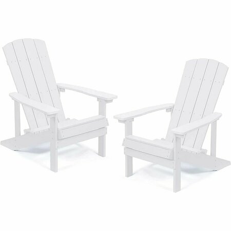 MOOOTTO Patio Hips Plastic Adirondack Chair Weather Resistant Furniture for Lawn Balcony, 2PK TBZOEU006WT-WWHY